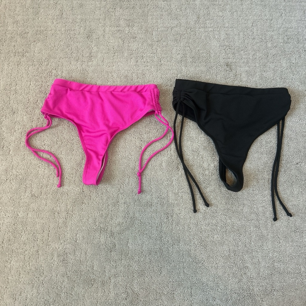 Pink and Black Triangle Bikini Set